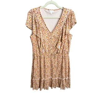 LC LAUREN CONRAD Dress Sz XL Floral Cottage Fairy Sundress Buttons Coquette